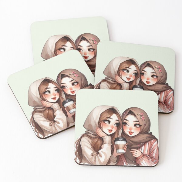 Item preview, Realistic Hijabi Friends in Casual Outfits designed and sold by Lulunza.