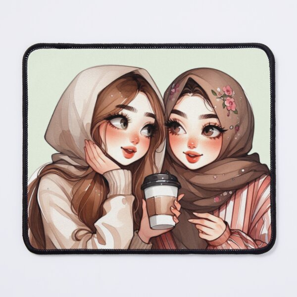 Item preview, Realistic Hijabi Friends in Casual Outfits designed and sold by Lulunza.