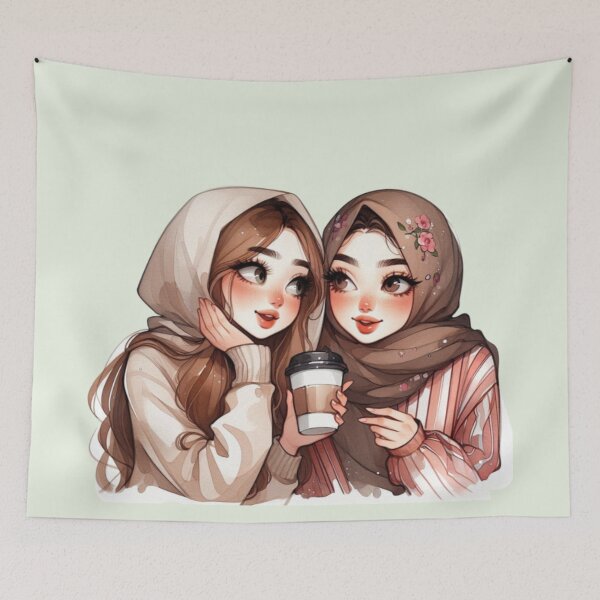 Item preview, Realistic Hijabi Friends in Casual Outfits designed and sold by Lulunza.
