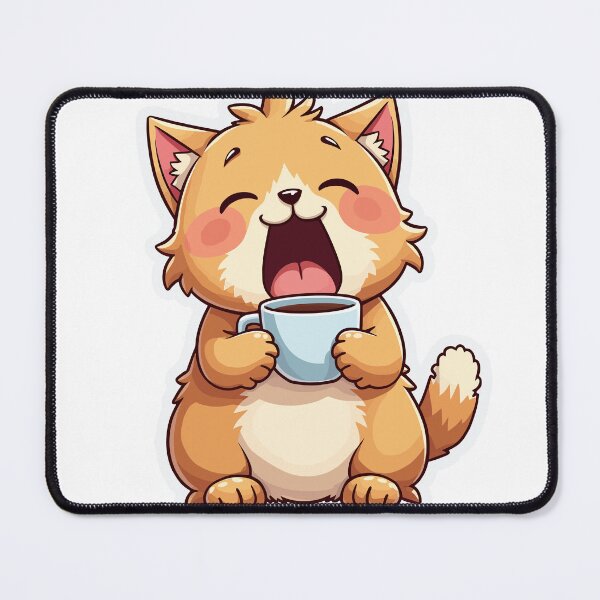 Item preview, Sleepy Cat with Coffee – Cozy Morning Vibes Sticker designed and sold by myConceptArt.