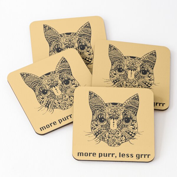 Item preview, Cat Detailed Illustration More Purr Less Grrr designed and sold by LauraCoxArt.