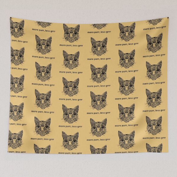 Item preview, Cat Detailed Illustration More Purr Less Grrr designed and sold by LauraCoxArt.
