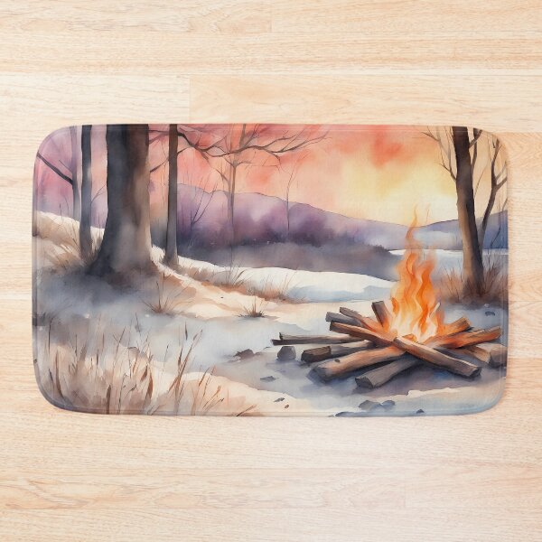 Item preview, Winter Lake Campfire designed and sold by CalmnessbyChoice.