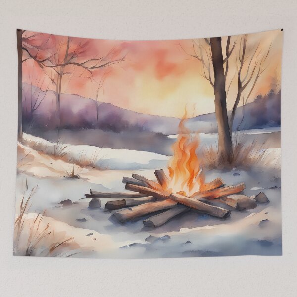 Item preview, Winter Lake Campfire designed and sold by CalmnessbyChoice.