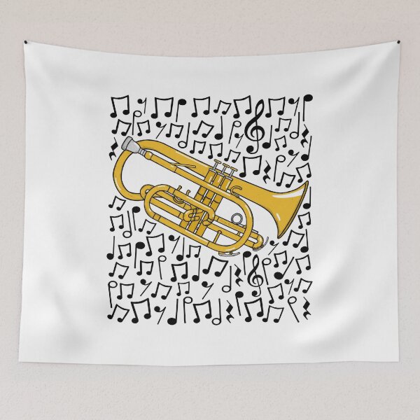 Item preview, Cornet Player Musical Notes Cornetist Brass Teacher Musician designed and sold by doodlerob.