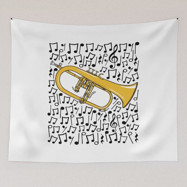 Item preview, Flugelhorn Player Musical Notes Hornist Brass Teacher Musician designed and sold by doodlerob.