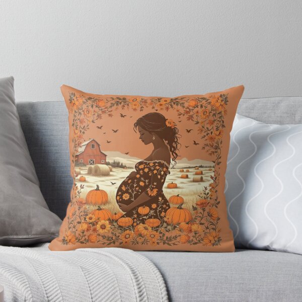 Item preview,  Pregnant Halloween Woman Pumpkin Floral Baroque Print, Spooky Baby Shower Decor, Fall Maternity ShirtSpooky Baby Shower Gift designed and sold by TheGaliyaStudio.