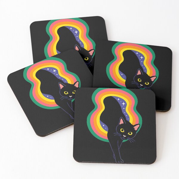 Item preview, Black Cat Rainbow Portal Illustration designed and sold by paulrommer.
