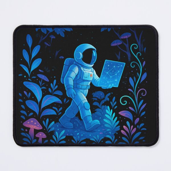 Item preview, Neon Nightwalk: Astronaut in a Glowing Cosmic Jungle designed and sold by HEERMANArt.