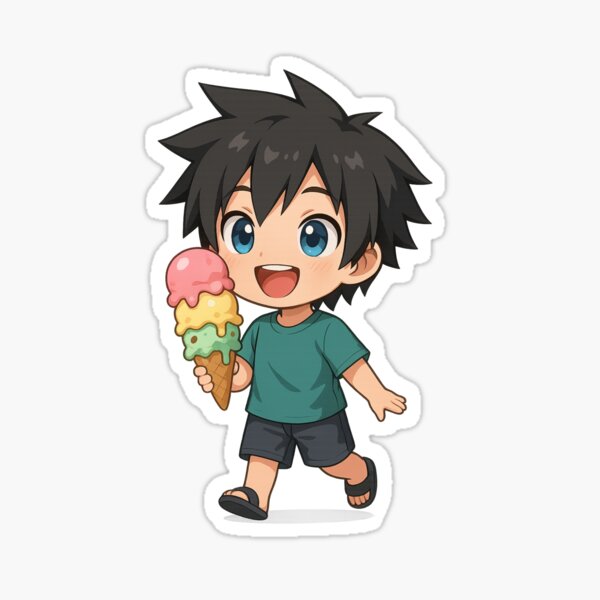 Item preview, Chibi Ice Cream Artist – Cute Summer Anime Character Design designed and sold by ColorSplash123.