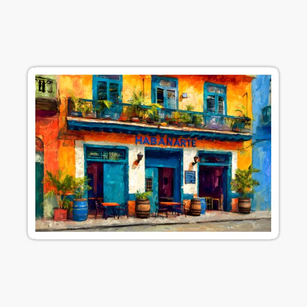 Item preview, Sip Under the Sun at Habanarte Bar - A Colorful Havana Cafe with Blue Doors and Tropical Charm designed and sold by OlfactoART Studio.