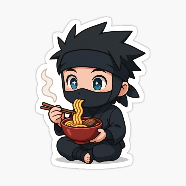 Item preview, Chibi Ninja with Ramen Bowl – Cute Anime Food Lover Design designed and sold by ColorSplash123.