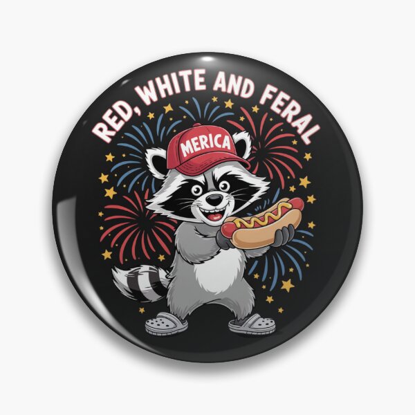 Item preview, Funny Raccoon 4th Of July Patriotic Cute Red White And Feral designed and sold by ConceptualVibes.