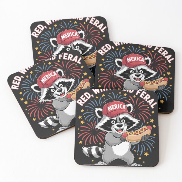 Item preview, Funny Raccoon 4th Of July Patriotic Cute Red White And Feral designed and sold by ConceptualVibes.