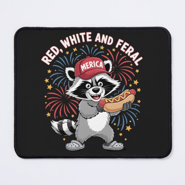 Item preview, Funny Raccoon 4th Of July Patriotic Cute Red White And Feral designed and sold by ConceptualVibes.