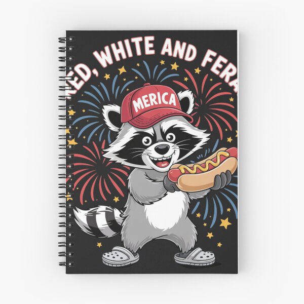 Item preview, Funny Raccoon 4th Of July Patriotic Cute Red White And Feral designed and sold by ConceptualVibes.