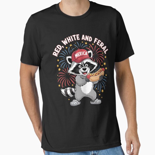 Item preview, Funny Raccoon 4th Of July Patriotic Cute Red White And Feral designed and sold by ConceptualVibes.