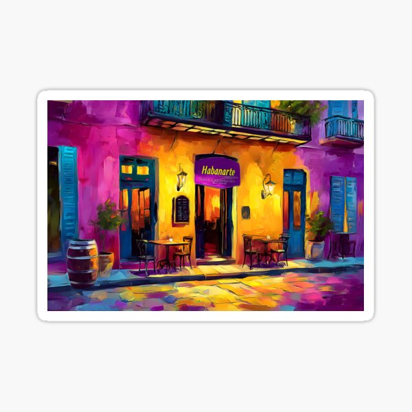 Item preview, Soak in Havana Charm - Colorful Cuban Cafe with Lantern Glow and Street Style designed and sold by OlfactoART Studio.
