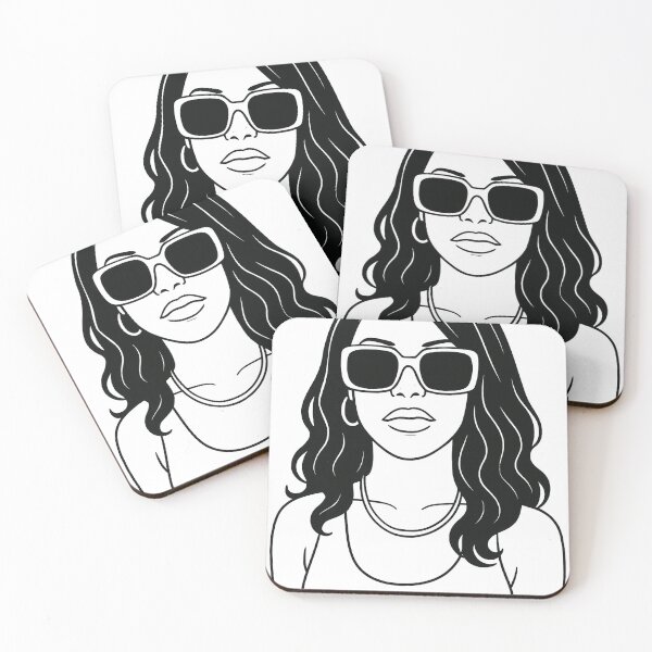 Item preview, Aaliyah in Oversized Sunglasses – Minimal Line Art designed and sold by Outlined Era.