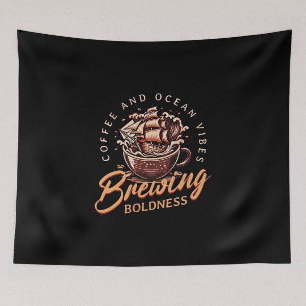 Item preview, Brewing Boldness – Coffee Meets Ocean Vibes designed and sold by MJO80.