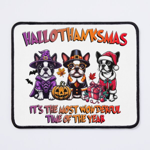 Item preview, Boston Terrier Halloween Thanksgiving Christmas designed and sold by doodIllustrate.