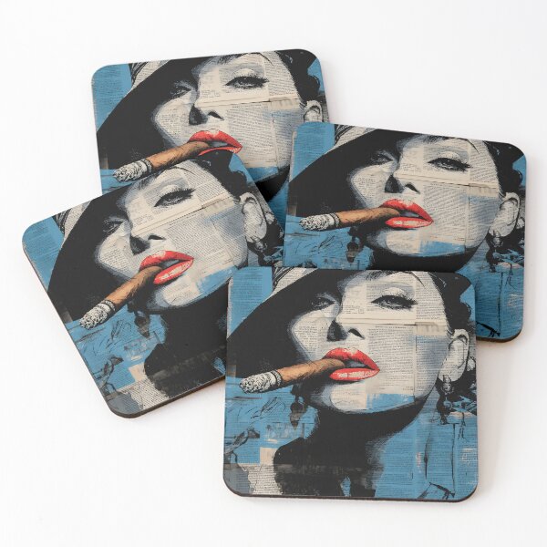 Item preview, Light It Up with Attitude - Bold Noir Portrait of a Woman with Cigar and Vintage Newsprint Flair designed and sold by OlfactoART Studio.