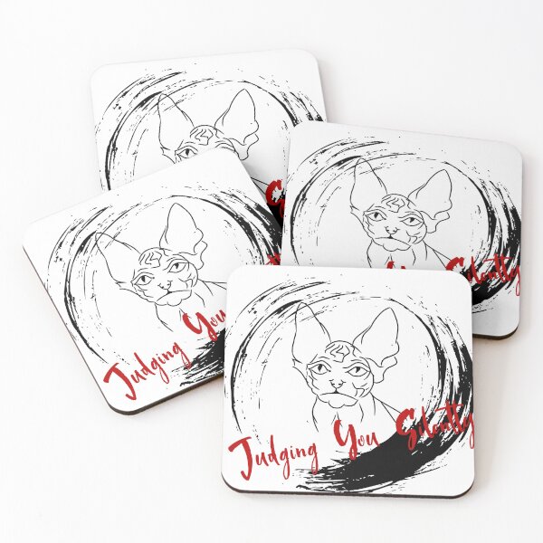 Item preview, Judging You Silently. Elegant Hand-Drawn Cat Sphynx  Outline in Black designed and sold by illeN-Art-World.