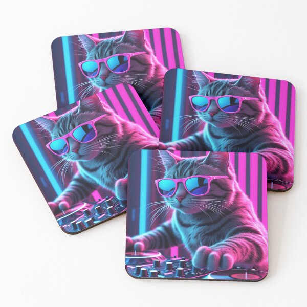Item preview, Cat dj with neon lights designed and sold by Zoltan98.