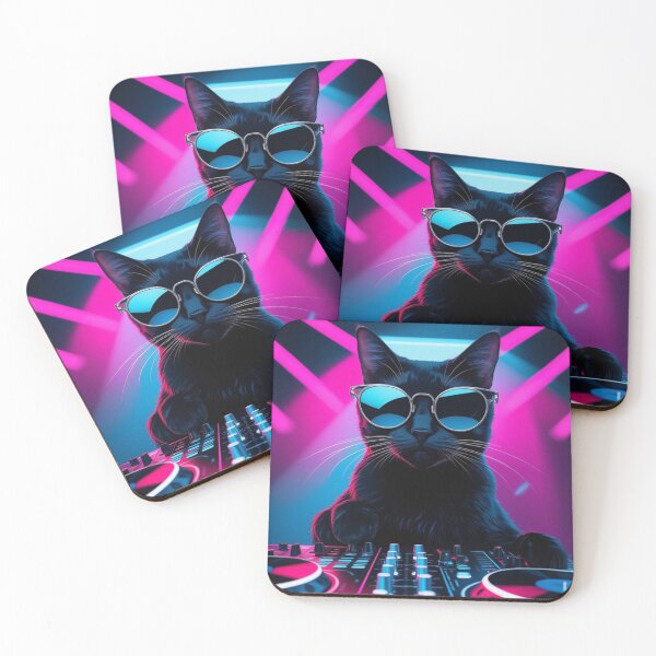 Item preview, Cat dj with neon lights designed and sold by Zoltan98.
