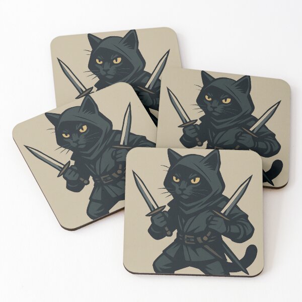 Item preview, Ninja Cat with Knives – Silent but Deadly designed and sold by OKaraflas.