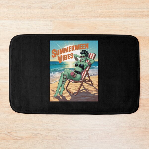 Item preview, Summerween Vibes Pin-Up Zombie Girl Halloween Beach designed and sold by MissRasheedHam.