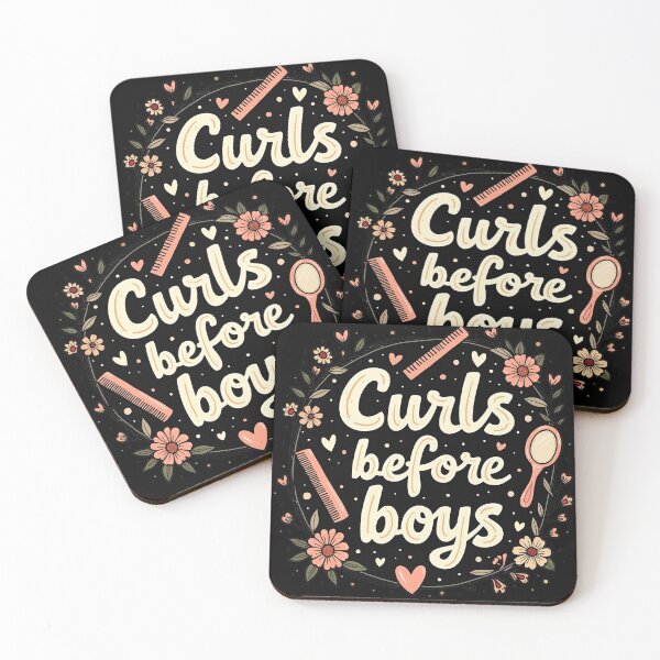 Item preview, Curls Before Boys – Retro groovy floral girly design for Curly Queens designed and sold by Graphicarium Shop.