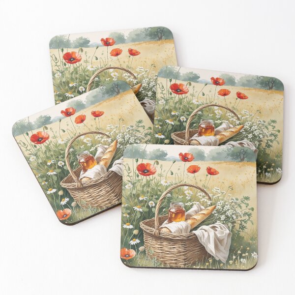 Item preview, Wildflower Hour- A cottage core picnic scene with poppies&chamomiles  designed and sold by Deezyned.