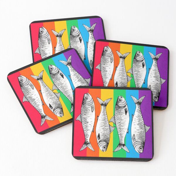 Item preview, Rainbow Repeating Sardine Pattern Drawing designed and sold by TackyTime.