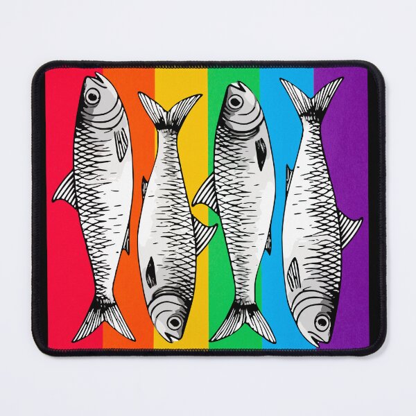 Item preview, Rainbow Repeating Sardine Pattern Drawing designed and sold by TackyTime.