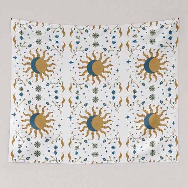 Item preview, Celestial Sun and Moon Boho Mystical Art designed and sold by ArtfulWeave.