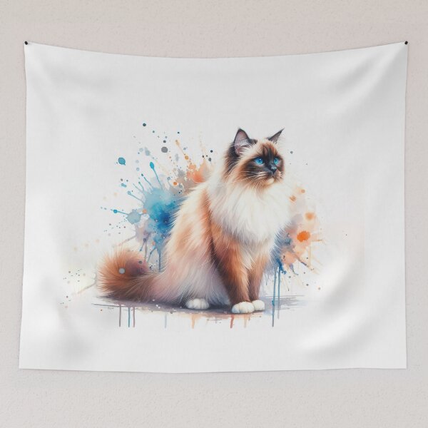 Item preview, Sacred cat of Burma in watercolor designed and sold by paulrommer.