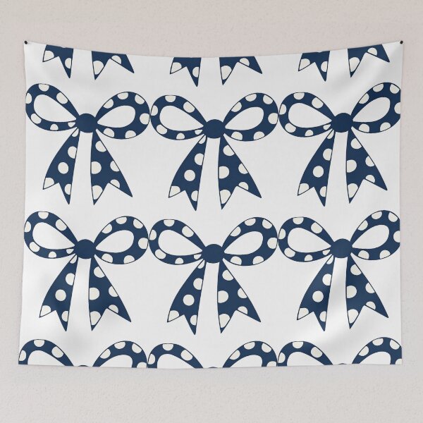Item preview, Navy Blue Polka Dot Bow Ribbon Illustration designed and sold by ArtfulWeave.