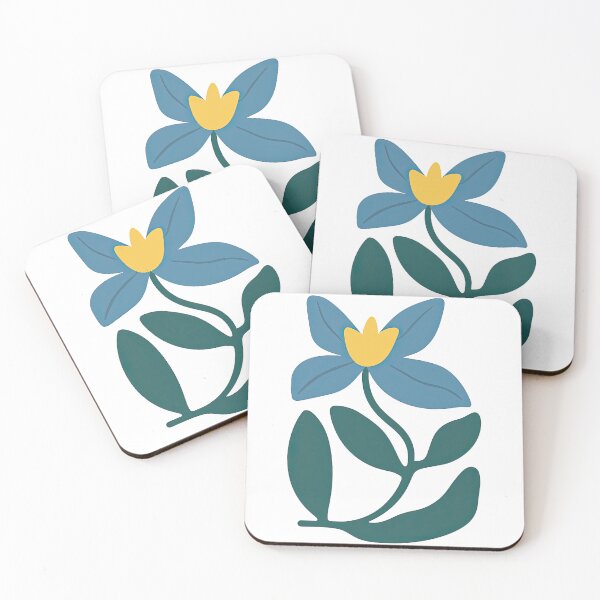 Item preview, Minimal Blue and Yellow Stylized Flower Art designed and sold by ArtfulWeave.