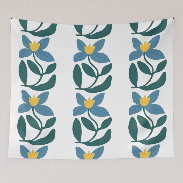 Item preview, Minimal Blue and Yellow Stylized Flower Art designed and sold by ArtfulWeave.