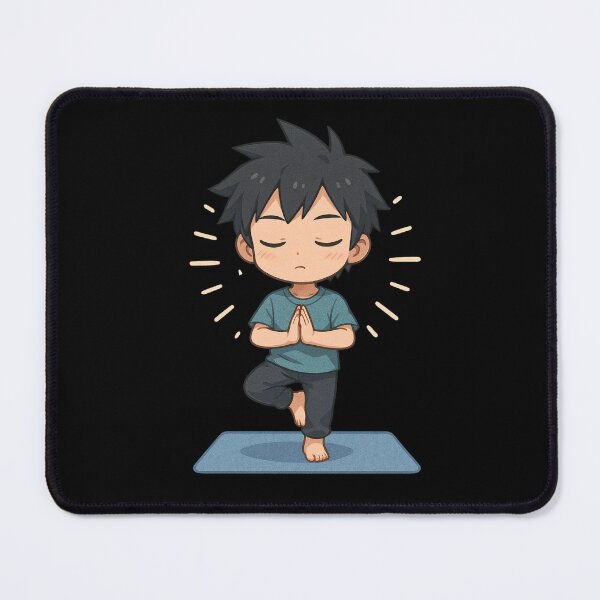 Item preview, Yuto the Yoga Master – Peaceful Chibi Anime Boy in Tree Pose with Serene Aura designed and sold by ColorSplash123.