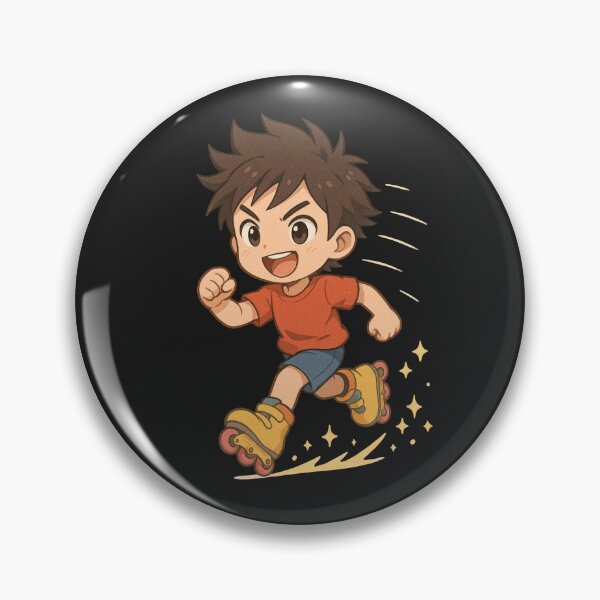 Item preview, Ren the Roller Skater – Energetic Chibi Anime Boy on Bright Roller Skates with Sparkles designed and sold by ColorSplash123.