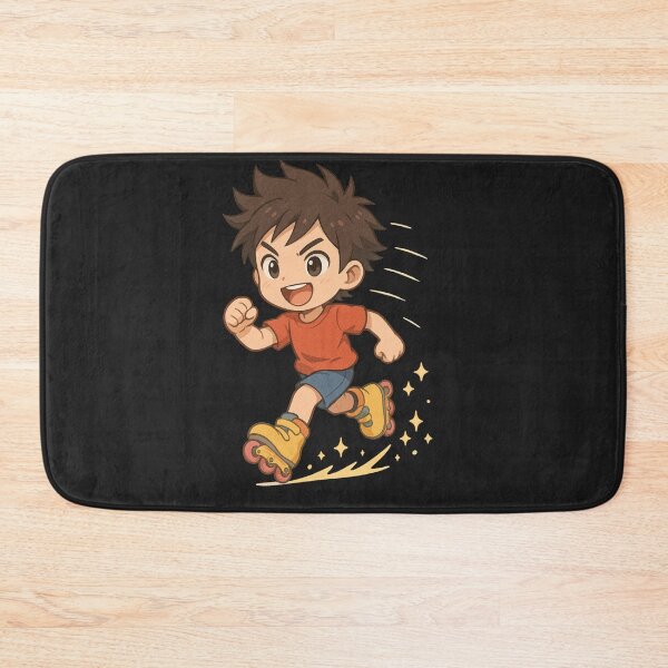 Item preview, Ren the Roller Skater – Energetic Chibi Anime Boy on Bright Roller Skates with Sparkles designed and sold by ColorSplash123.
