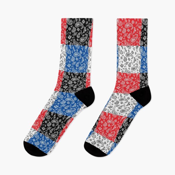 Item preview, Black Blue Red White Paisley designed and sold by Angry Swan Designs.