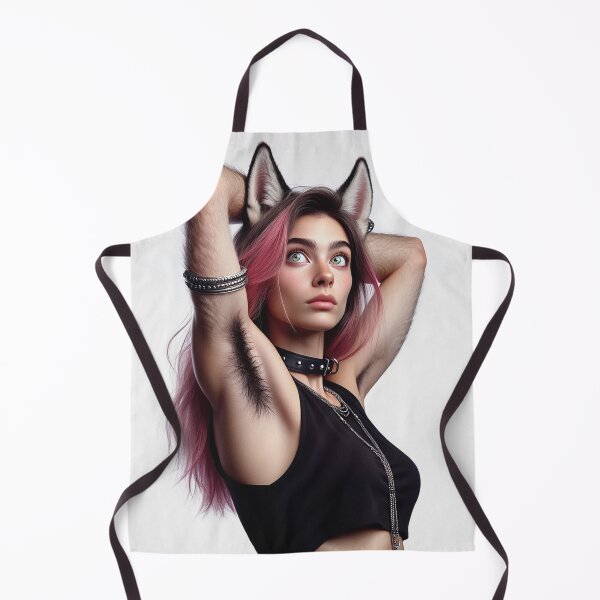 Item preview, Cute Anthropomorphic Wolf Girl render Grey Wolf posing with her hands behind her head designed and sold by Vintage Designs +.