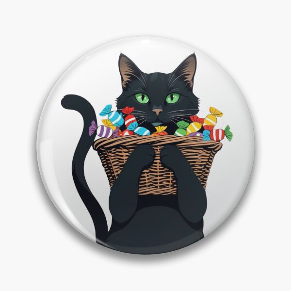 Item preview, A mischievous black cat and a pile of colorful candies set the scene for Halloween night, as the front door becomes a battleground for trick-or-treaters ready to unleash their sugar-fueled chaos. designed and sold by AddyTae.