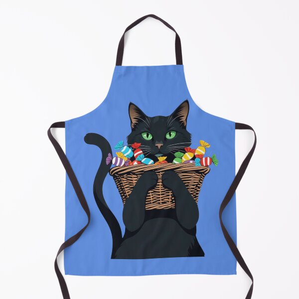 Item preview, A mischievous black cat and a pile of colorful candies set the scene for Halloween night, as the front door becomes a battleground for trick-or-treaters ready to unleash their sugar-fueled chaos. designed and sold by AddyTae.