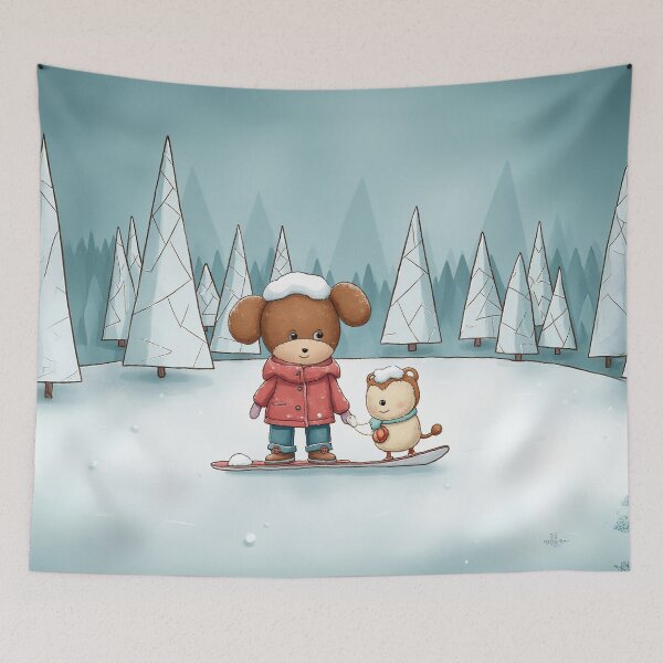 Item preview, Snow Day Buddies – First Ride Together designed and sold by Whimsical Hug.