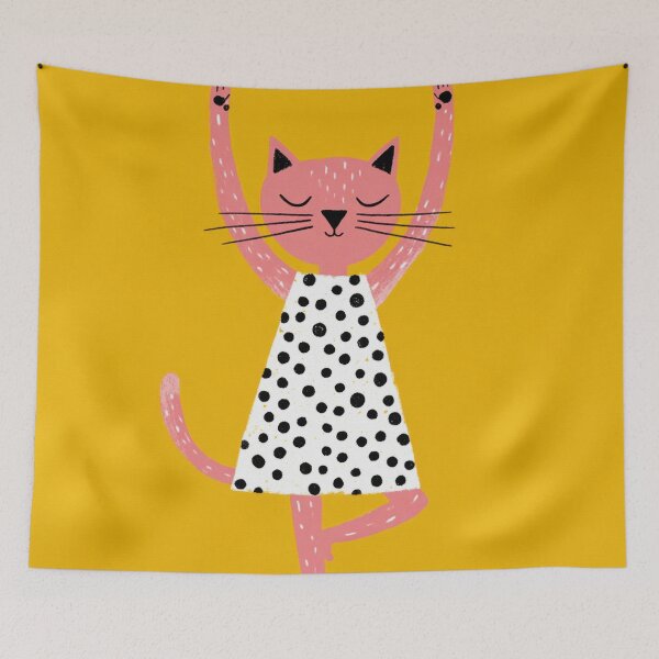 Item preview, Polka Dot Cat Reaching Up Minimal Scandinavian Kids Art designed and sold by MysticMarble.