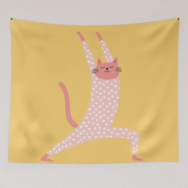 Item preview, Polka Dot Cat Yoga Pose Pink Children Scandinavian Art designed and sold by MysticMarble.